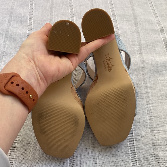 Charles by Charles David block heel sandal in pastel blue. - Picture 9 of 12